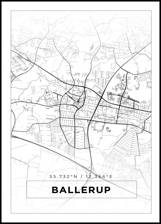 Kort - Ballerup - Hvid Plakat