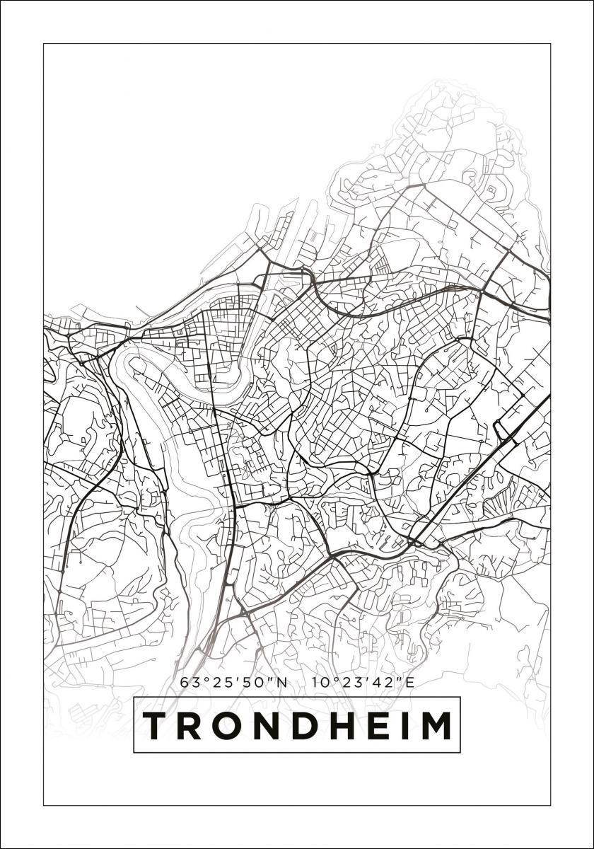 geni Do Stol Køb Kort - Trondheim - Hvid Plakat her - BGA.DK