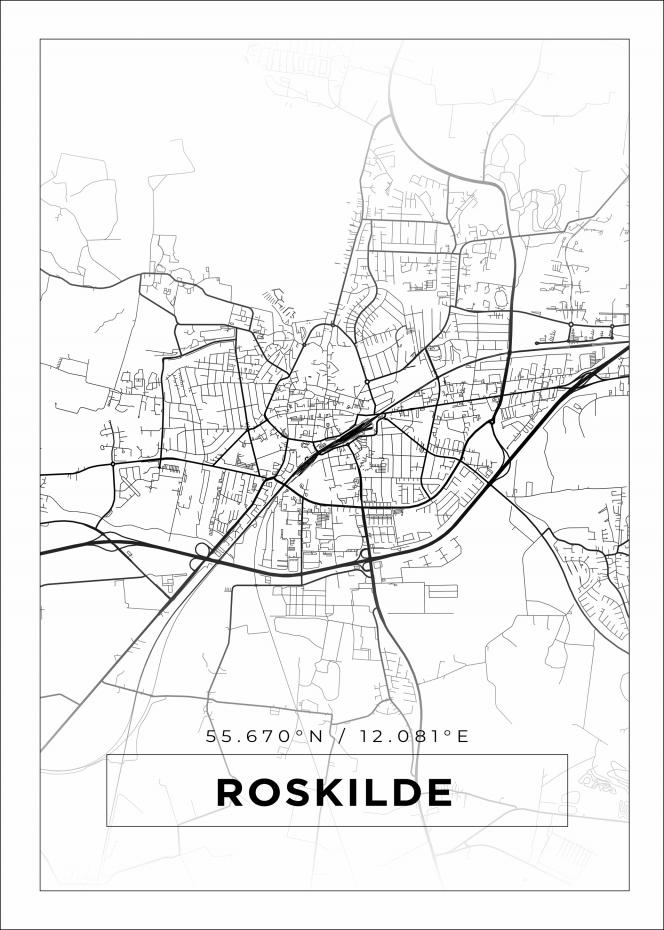 Kort - Roskilde - Hvid Plakat