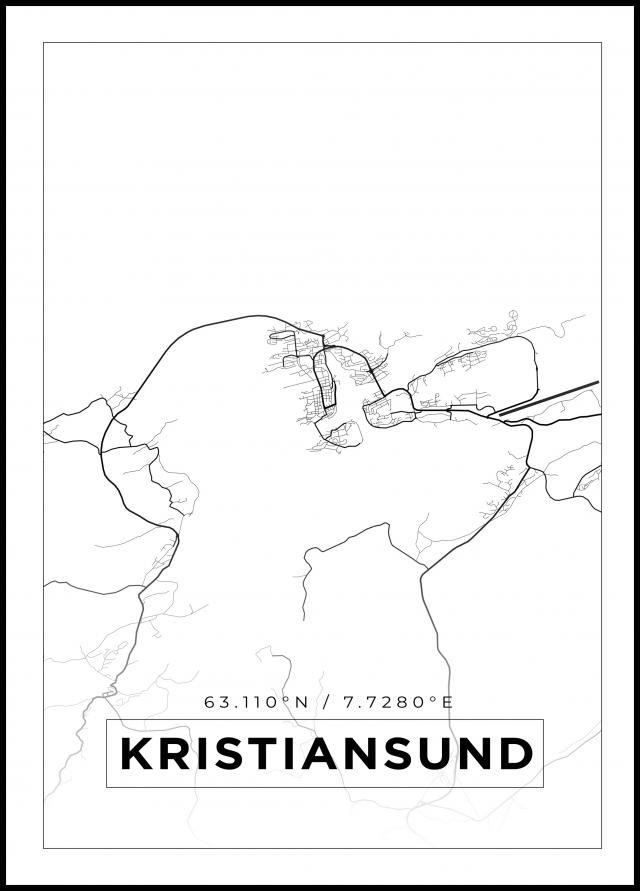 Kort - Kristiansund - Hvid Plakat