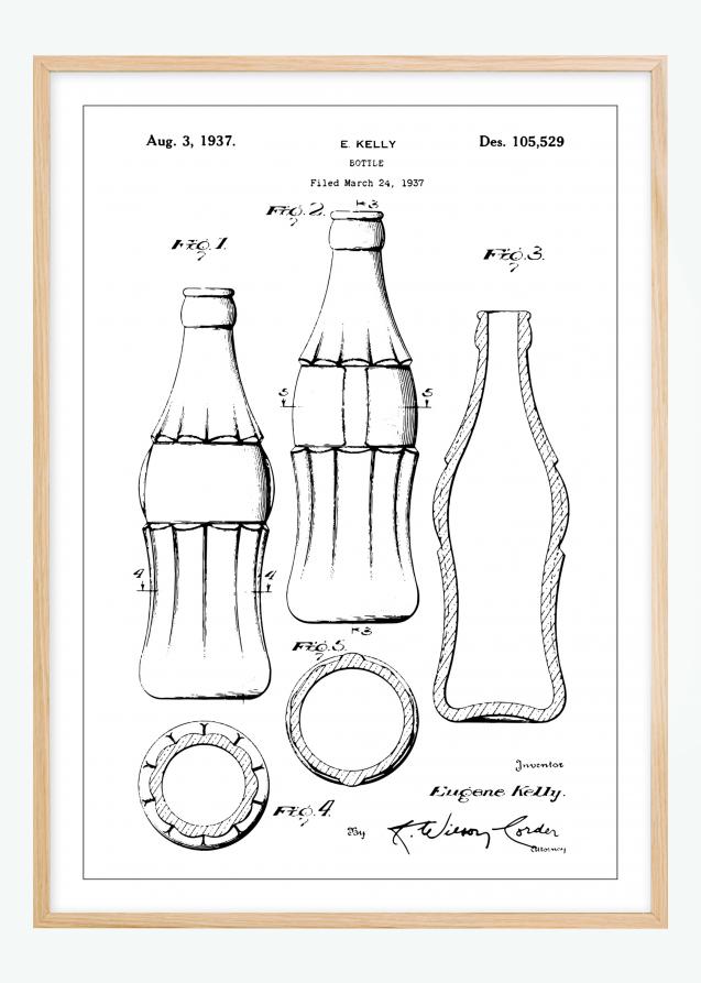 Patenttegning - Coca Cola-flaska Plakat