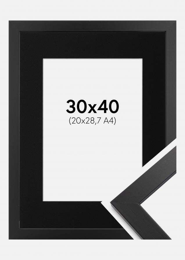 Ramme Black Wood 30x40 cm - Passepartout Sort 21x29,7 cm (A4)