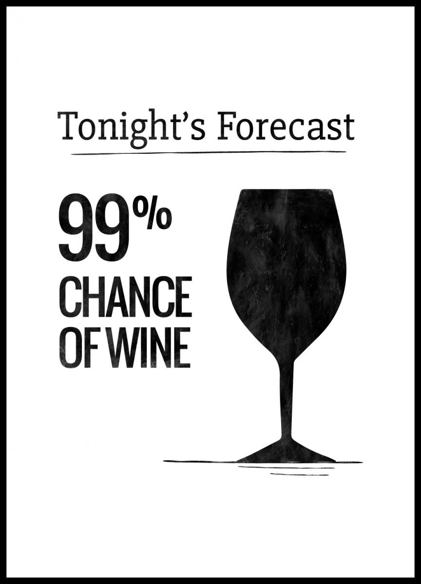 Tonights Forecast 99% Chance of Wine Plakat