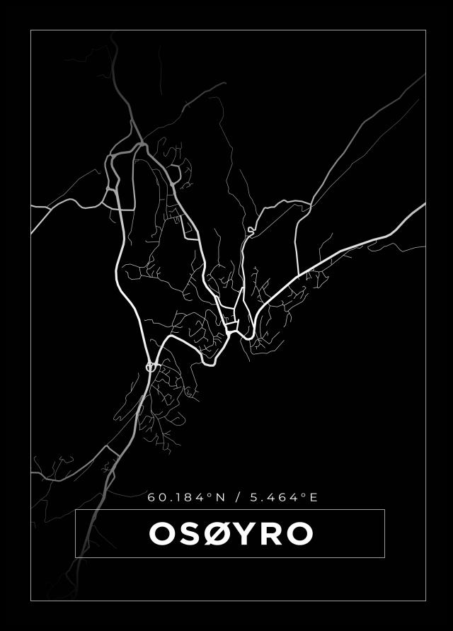 Kort - Osøyro - Sort Plakat