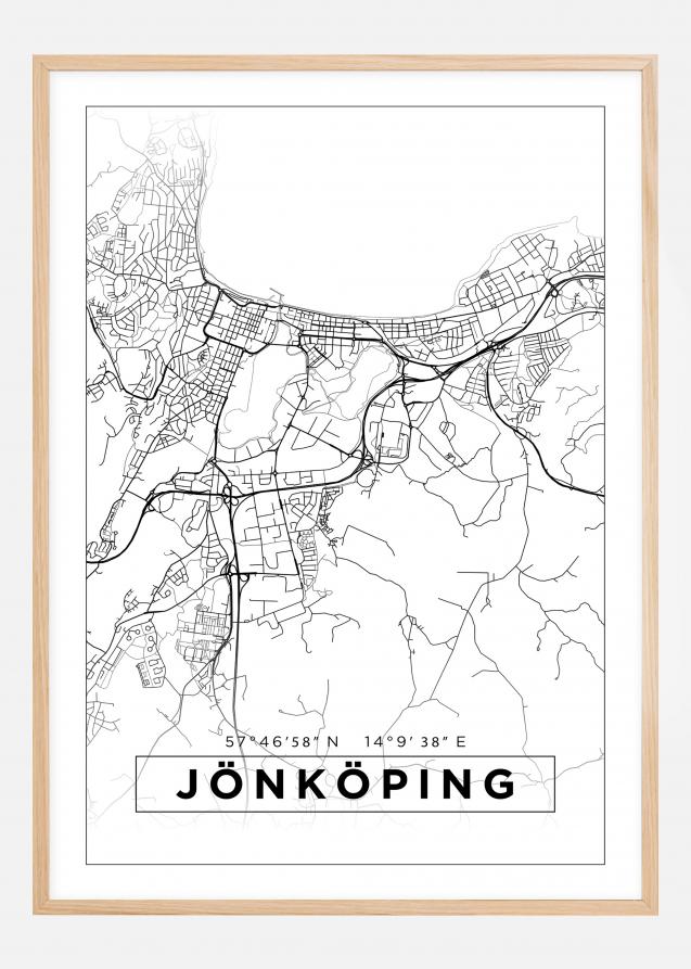 Kort - Jönköping - Hvid Plakat
