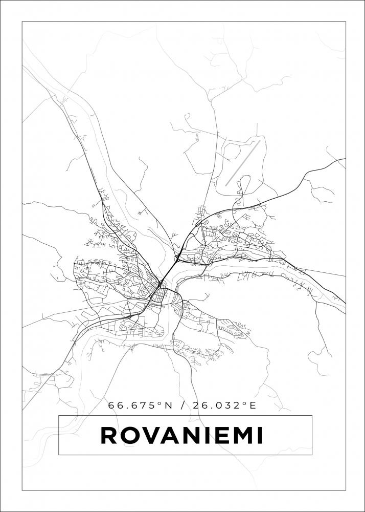 Kort - Rovaniemi - Hvid Plakat