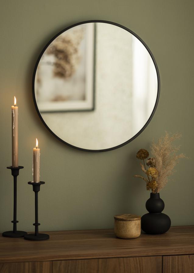 KAILA Round Mirror - Edge Black 50 cm Ø