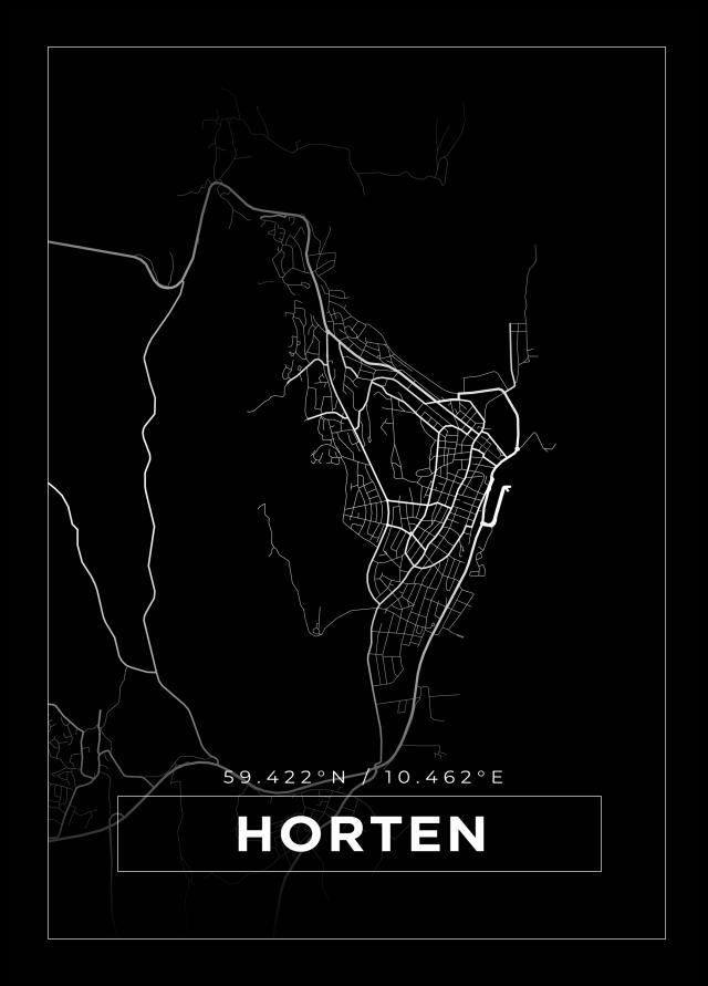 Kort - Horten - Sort Plakat