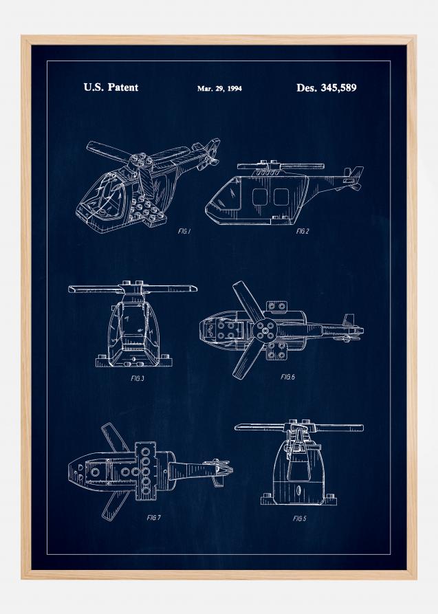 Patent Print - Lego Helicopter - Blue Plakat