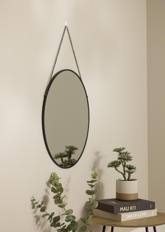 Rundt Spejl Modern Sort 61 cm 