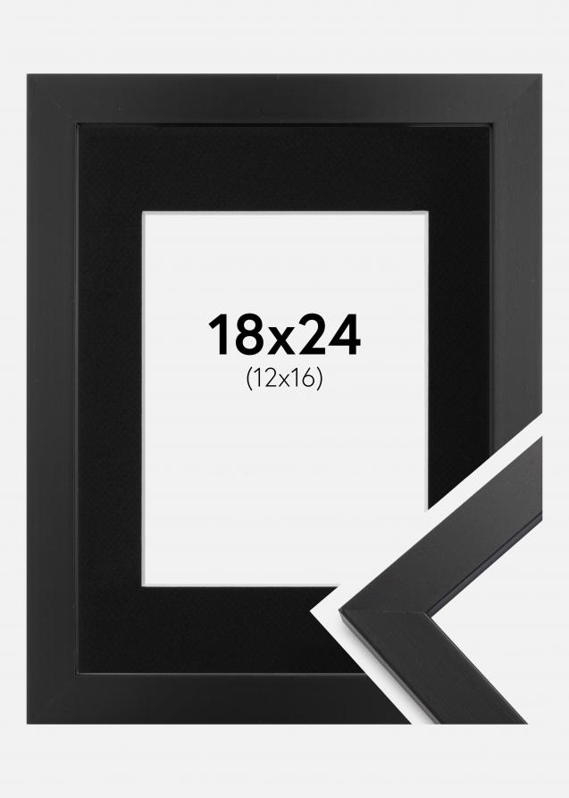 Ramme Black Wood 18x24 cm - Passepartout Sort 13x17 cm