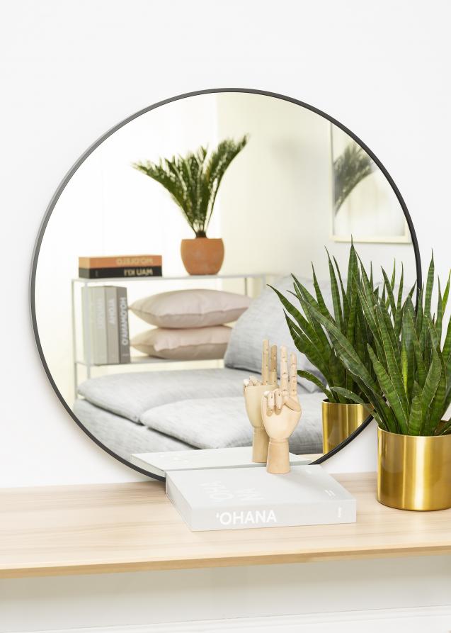 KAILA Round Mirror - Edge Black 80 cm Ø