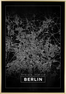 Kort - Berlin - Sort Plakat