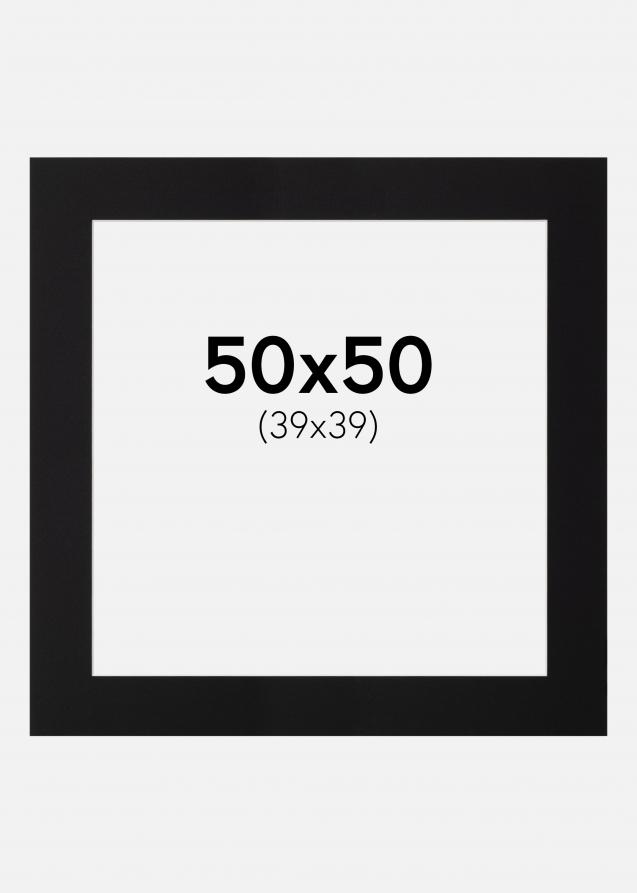 Passepartout Sort Standard (Hvid kerne) 50x50 cm (39x39)