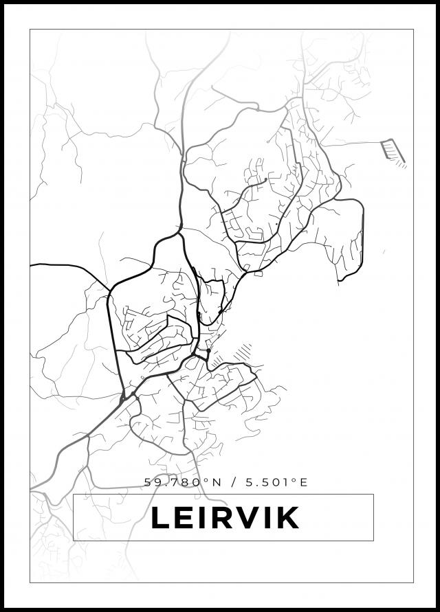 Kort - Leirvik - Hvid Plakat