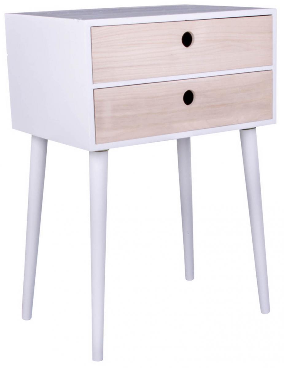 Sengebord Rimini 32x45 cm - Hvid/Træ