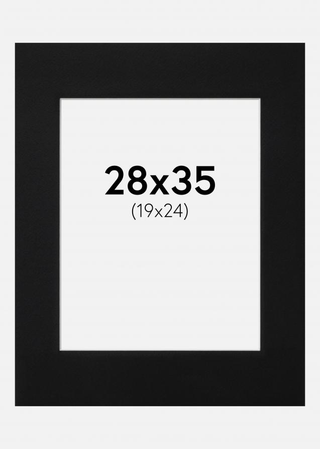 Passepartout Sort Standard (Hvid kerne) 28x35 cm (19x24)