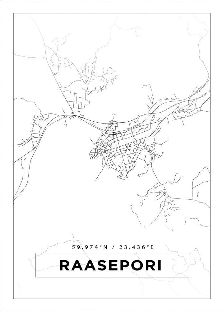 Kort - Raseborg - Hvid Plakat