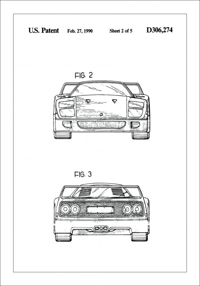 Patenttegning - Ferrari F40 III Plakat