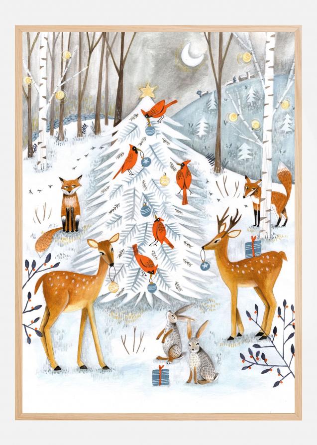 Christmas in the winter animal forest Plakat