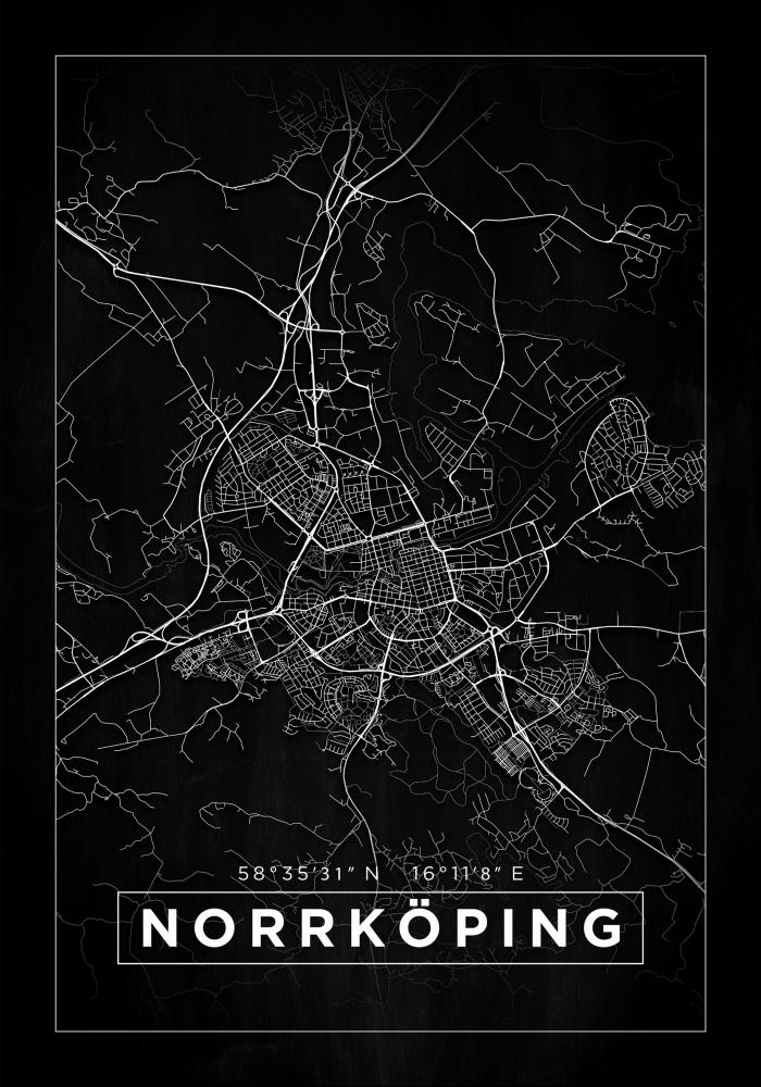Kort - Norrkping - Sort Plakat
