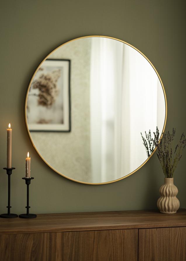 Spejl Modern Guld 80 cm Ø