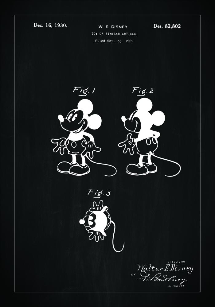 Patenttegning - Disney - Mickey Mouse - Sort