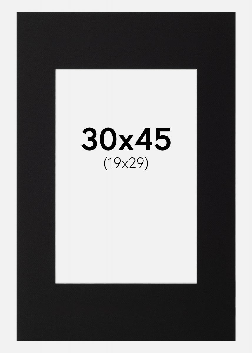 Passepartout Sort (Hvid kerne) 30x45 cm (19x29)
