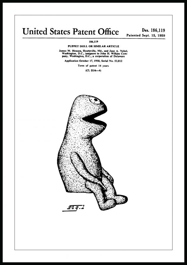 Patenttegning - Muppets - Kermit I Plakat