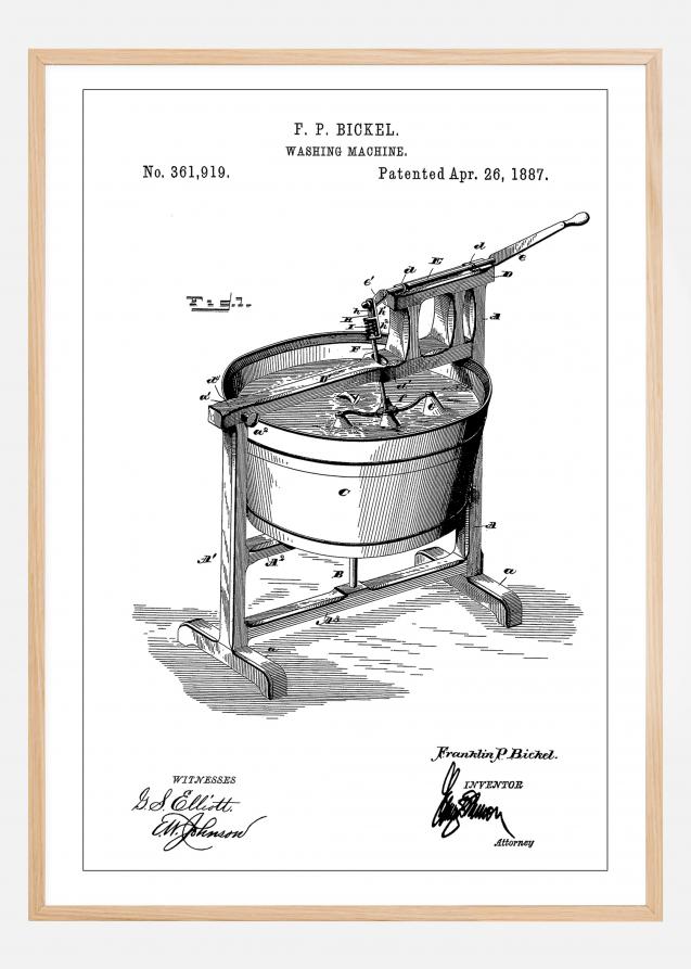 Patent Print - Washing Machine - White Plakat