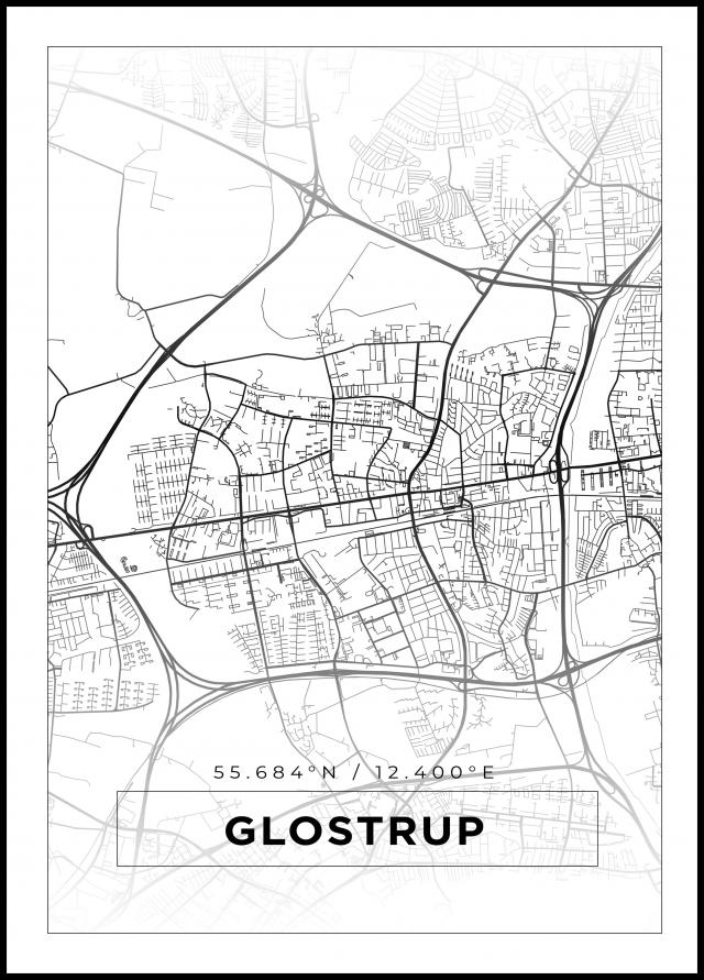 Kort - Glostrup - Hvid Plakat