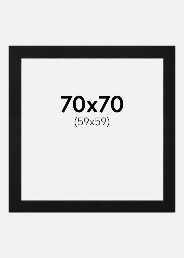 Passepartout Sort Standard (Hvid kerne) 70x70 cm (59x59)