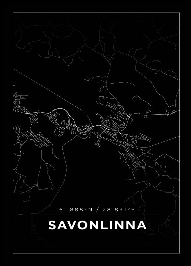 Kort - Savonlinna - Sort Plakat