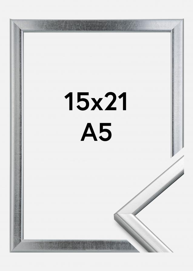 Ramme Slim Mat antirefleksglas Sølv 15x21 cm (A5)