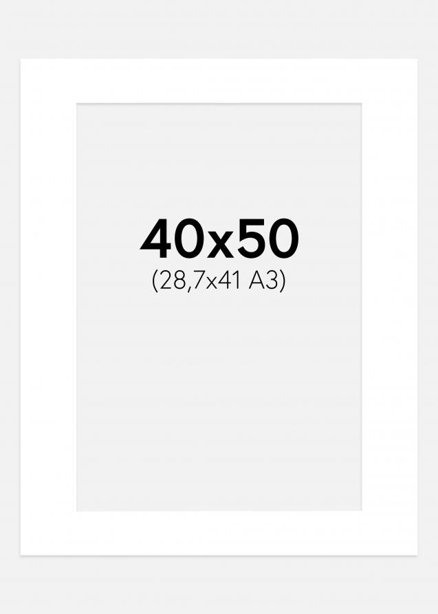 Passepartout Superhvid (Hvid Kerne) 40x50 cm (28,7x41 A3)