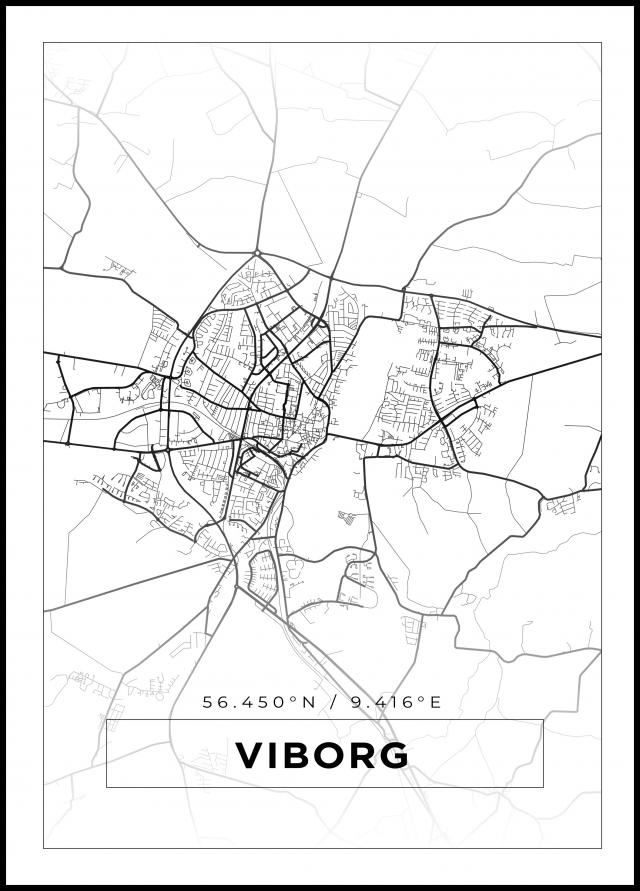 Kort - Viborg - Hvid Plakat