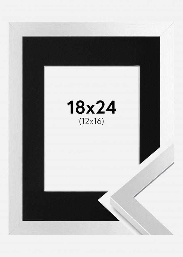 Ramme Selection Sølv 18x24 cm - Passepartout Sort 13x17 cm