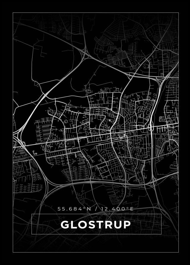 Kort - Glostrup - Sort Plakat