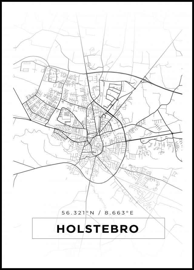 Kort - Holstebro - Hvid Plakat