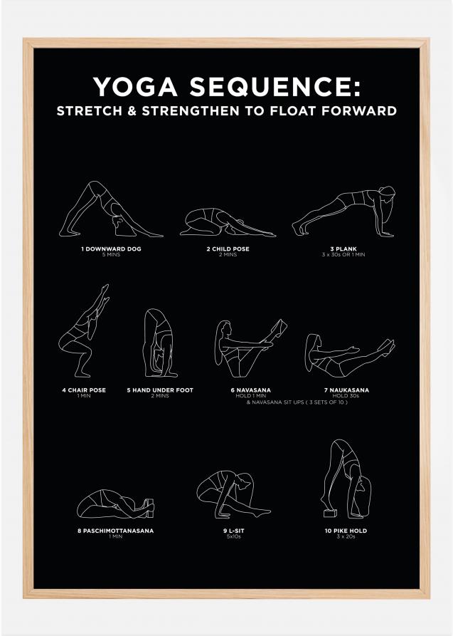 Yoga Sequence - Stretch & Strengthen To Float Forward - Black Plakat