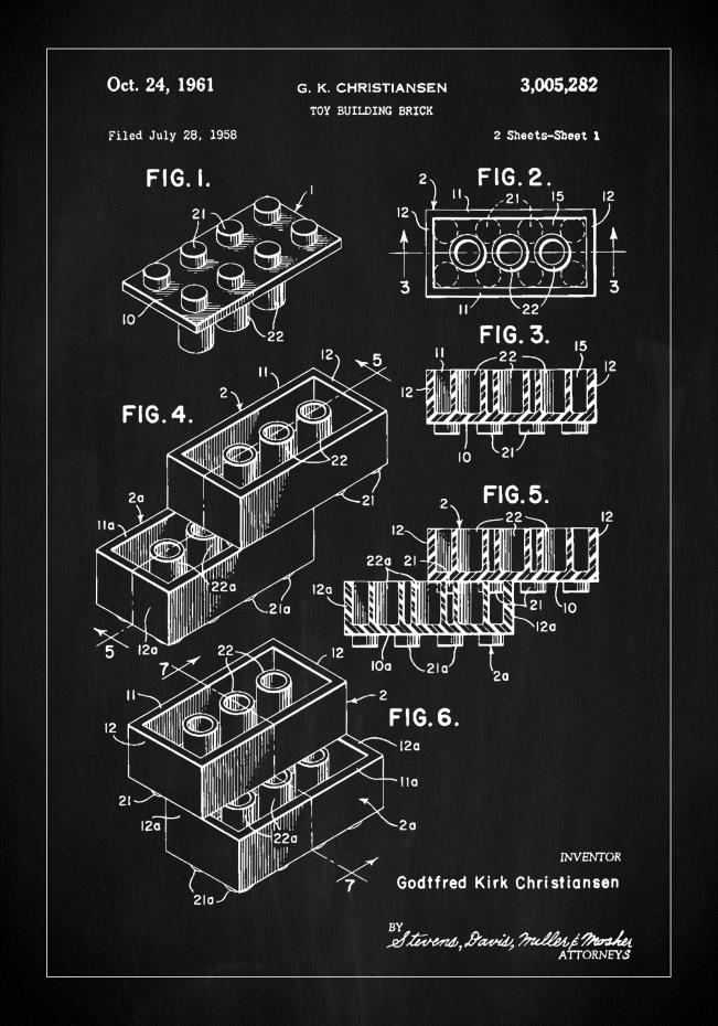 Patent Print - Lego Block I - Black Plakat