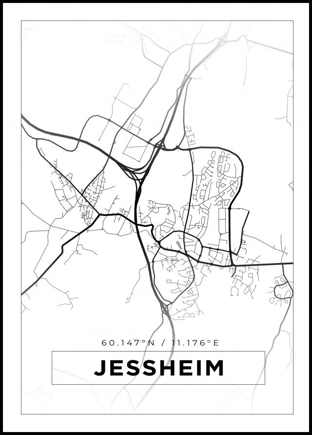 Kort - Jessheim - Hvid Plakat