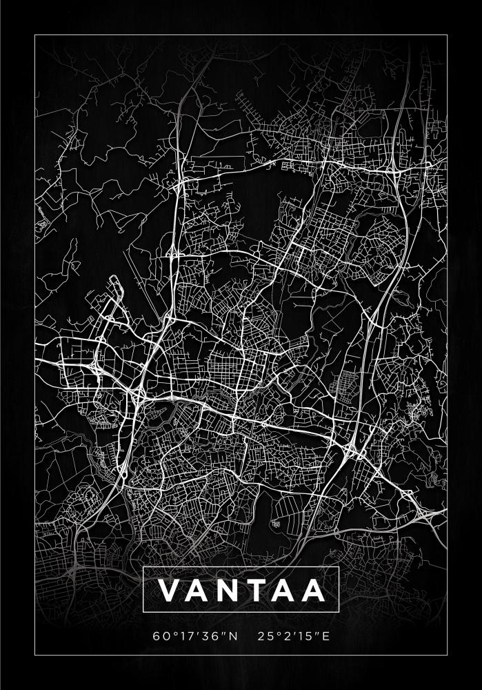 Kort - Vantaa - Sort Plakat