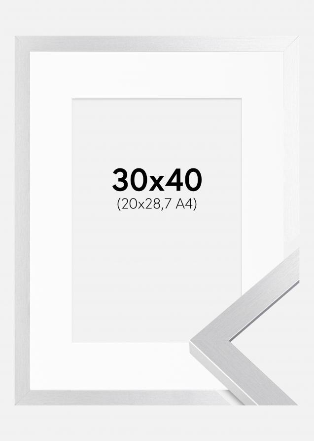 Ramme Selection Sølv 30x40 cm - Passepartout Hvid 21x29,7 cm (A4)