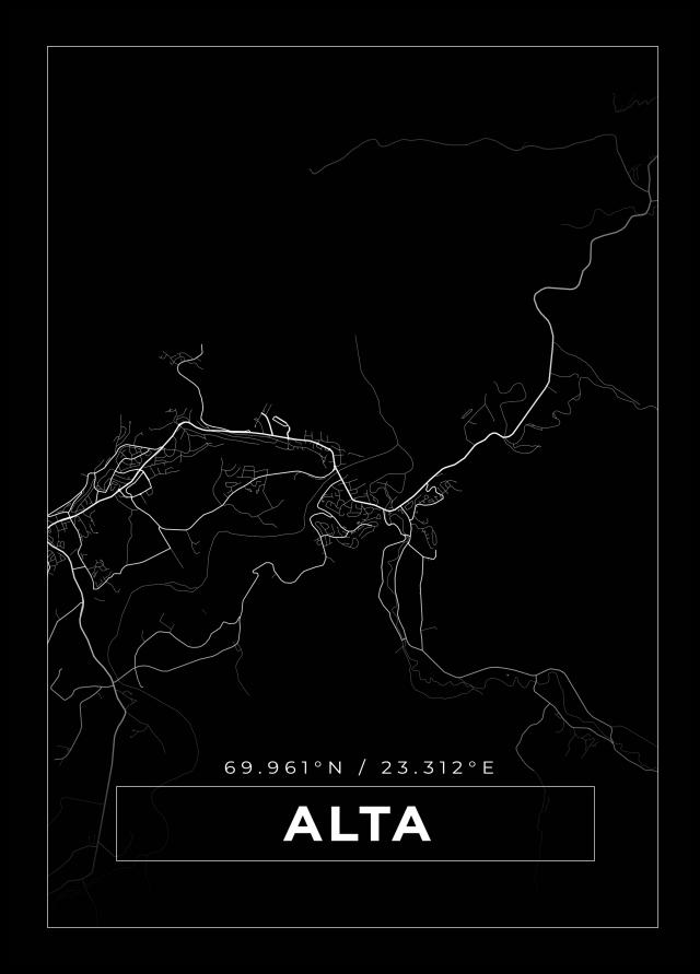 Kort - Alta - Sort Plakat