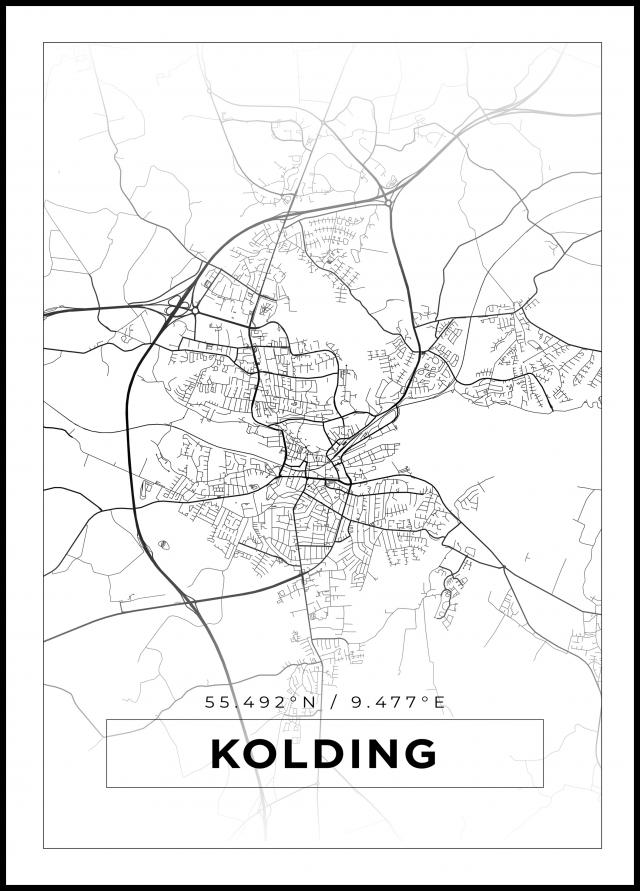 Kort - Kolding - Hvid Plakat