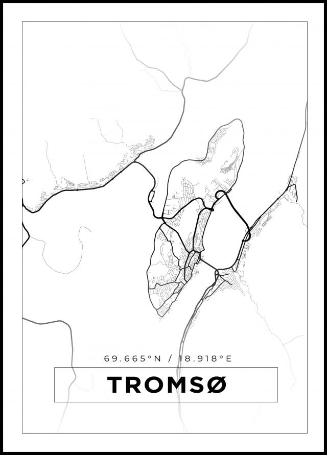 Kort - Tromsø - Hvid Plakat