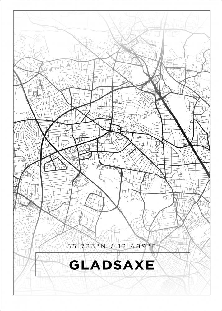 Kort - Gladsaxe - Hvid Plakat