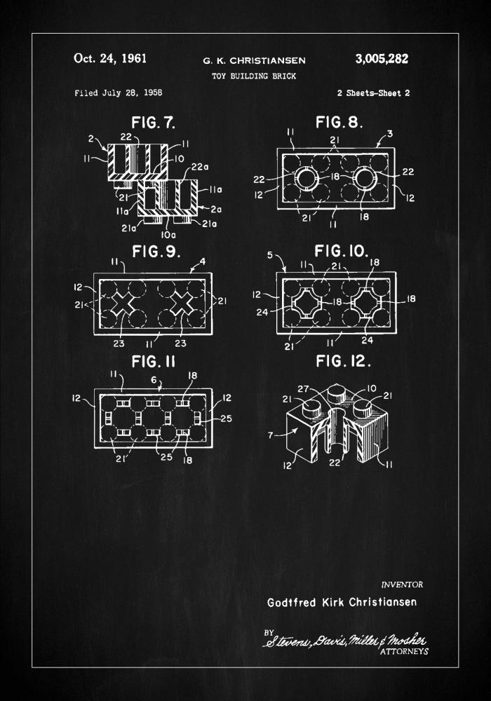 Patent Print - Lego Block II - Black