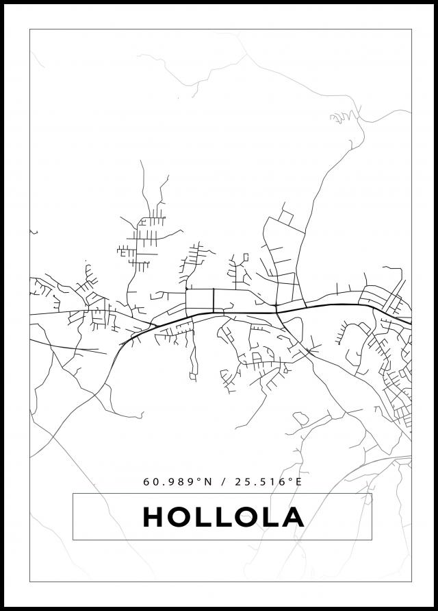 Kort - Hollola - Hvid Plakat